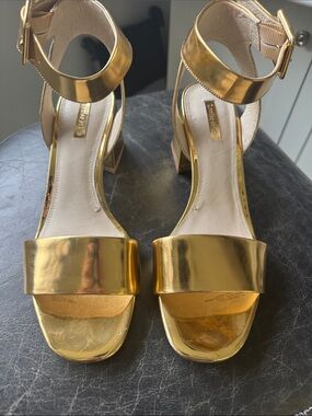 Louise et Cie Metallic Gold Block Heel Sandals